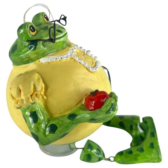 Frog Teacher Christmas Ornament With Apple & Book Dangling Legs Novelty Gallerie - Picture 3 of 8